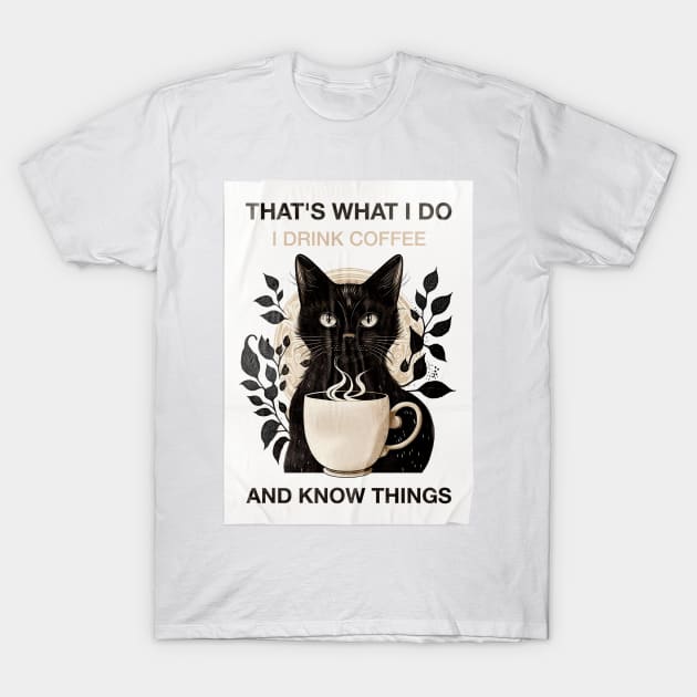 Cat Drink Coffee And Know Things T-Shirt by Azizshirts